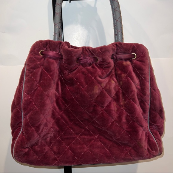 Maroon Juicy Couture Purse Vintage Y2K Tote Bag Handbag Quilted Preloved - Picture 11 of 12